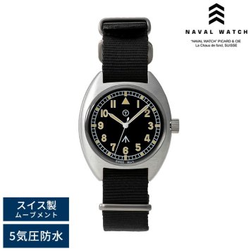 Naval Watch ミリタリーウォッチ 腕時計 MIL.-02B ナバルウォッチアナログ/5気圧防水/文字盤 黒/蓄光/