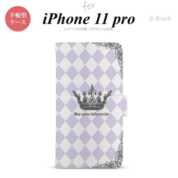 iPhone11Pro iPhone11 Pro 手帳型スマホケース カバー 王冠 紫  nk-004s-i11p-dr1455