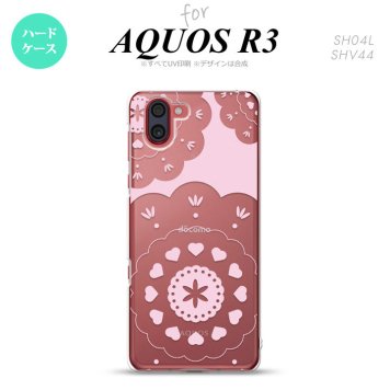 SH-04L SHV44 R3 AQUOS R3 スマホケース カバー レース クリア ピンク nk-r3-1484