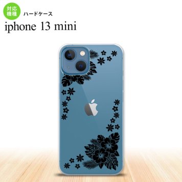 iPhone13mini iPhone13 mini ケース ハードケース ハイビスカス E クリア 黒  nk-i13m-1057