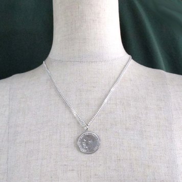 美しい銀貨のペンダントJAJABOON ジョージ ５世 １シリング 銀貨 コイン ペンダント シルバー アクセサリー ユニセックス　プレゼントにも最適！