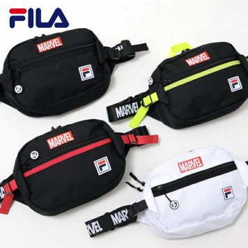MARVEL/FILA マーベル フィラ ロゴテープウエストバッグ　レディース メンズ かっこいい 斜めがけ 高校生 かわいい 男の子 女の子 大容量 ナイロン 軽量 ミニ かわいい ブランド プレゼント outfit ギフト 敬老の日 プレゼント ギフト