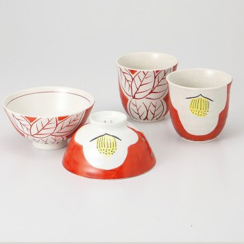 手描き赤絵 睦揃 磁器 美濃焼 やきものの里から、暮らしを贈ります。　ギフト 食器 セット テーブルウェア