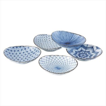 美濃焼 古染絵変り 楕円取鉢5客揃　 20639  内祝 内祝い お祝 御祝 記念品 出産内祝い プレゼント 快気祝い 粗供養 引出物