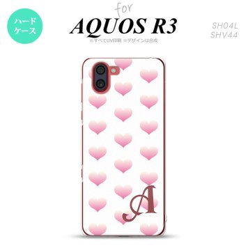 SH-04L SHV44 R3 AQUOS R3 スマホケース カバー ハート A 白 ピンク +アルファベット nk-r3-118i