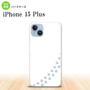 iPhone15 plus iPhone15 plus スマホケース 背面ケース ハードケース 猫 足跡 白 クリア 2023年 9月発売 nk-i15pl-423