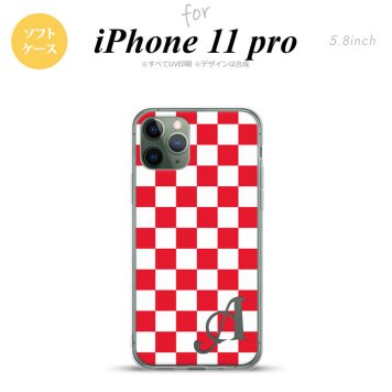 iPhone11Pro iPhone11 Pro スマホケース ソフトケース スクエア 赤 白 +アルファベット メンズ レディース nk-i11p-tp133i