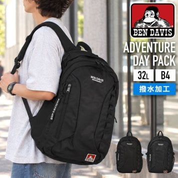 リュック ベンデイビス BEN DAVIS メンズ レディース 撥水 軽量 大容量 32L B4 A4 PC収納 高校生 女子 男子 通学 通勤 リュックサック デイパック ナイロン ポリエステル 背中 通気性 おしゃれ 黒 ブラック ロゴ ワンポイント 大学生 旅行 BDW-8502 BDW-8503 正規品 ブランド