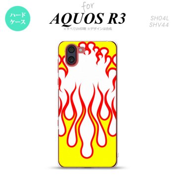 SH-04L SHV44 R3 AQUOS R3 スマホケース カバー ファイヤー 炎 白 黄 nk-r3-1306