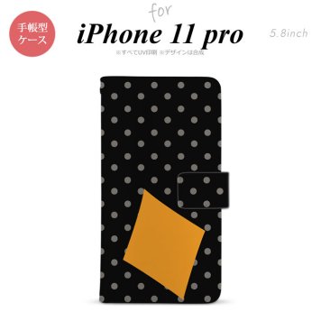 iPhone11Pro iPhone11 Pro 手帳型スマホケース カバー トランプ 水玉 ダイヤ 黒 オレンジ  nk-004s-i11p-dr549