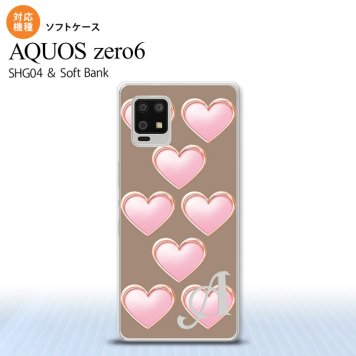 SHG04 SHG04 ZERO6 AQUOS zero6 スマホケース ソフトケース ハート C 茶 +アルファベット メンズ レディース nk-zero6-tp176i