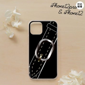 iPhone12/iPhone12pro iPhone12 / iPhone12pro スマホケース ソフトケース ベルト 黒 メンズ レディース nk-i12-tp326