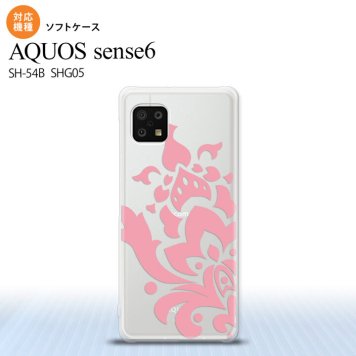 SH-54B SHG05 AQUOS sense6 スマホケース ソフトケース ダマスク C ピンク メンズ レディース nk-sens6-tp1028