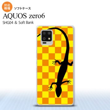SHG04 SHG04 ZERO6 AQUOS zero6 スマホケース ソフトケース トカゲ 市松 黄 メンズ レディース nk-zero6-tp861