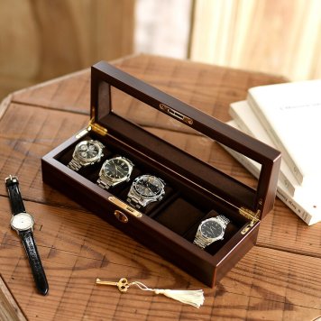 鍵付き木製ウォッチケース 5本用 Wooden Case おしゃれシンプル/シック/ディスプレイ/メンズ/