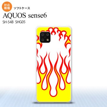 SH-54B SHG05 AQUOS sense6 スマホケース ソフトケース ファイヤー 炎 白 黄 メンズ レディース nk-sens6-tp1306