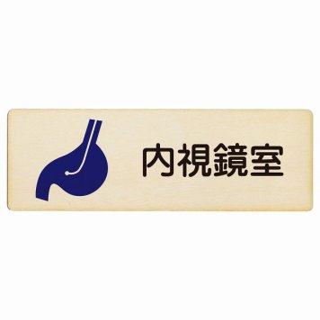 内視鏡室 プレート 木製 長方形 18x6cm サインプレート ピクトサイン 表示 案内 場所 看板 施設 病院 医療 おしゃれ シンプル
