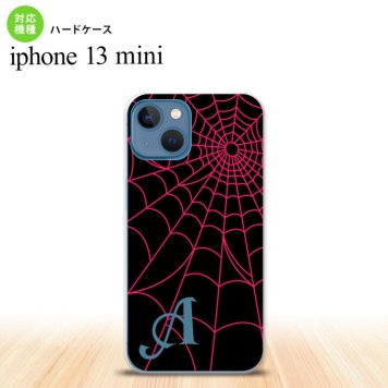 iPhone13mini iPhone13 mini ケース ハードケース 蜘蛛 巣 A ピンク +アルファベット  nk-i13m-935i