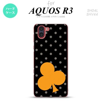 SH-04L SHV44 R3 AQUOS R3 スマホケース カバー トランプ 水玉 クラブ 黒 オレンジ nk-r3-547