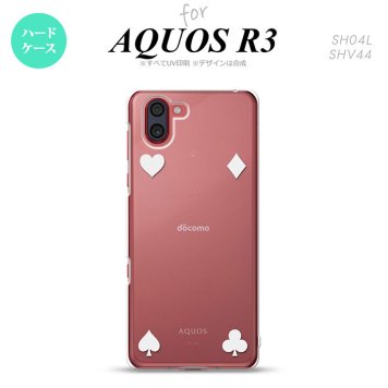 SH-04L SHV44 R3 AQUOS R3 スマホケース カバー トランプ 四隅 白 nk-r3-522