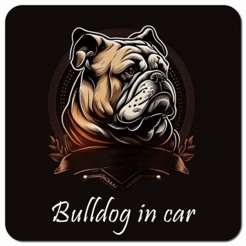 イラスト付 Dog in Car ブルドッグ Bタイプ カーサイン 車 マグネットステッカー 犬 マグネット 強力 13x13cm 正方形 おしゃれ かわいい ドラレコステッカー 安全対策 危険運転 煽り運転 アニマル 動物 犬種別 屋外 防水 屋内