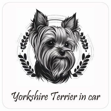 ドッグ カーステッカー 犬 イラスト付 Dog in Car ヨークシャーテリア B タイプ セーフティサイン 犬種別 正方形 13x13cm シール リア あおり運転対策 Dog Sticker 屋外 屋内 防水 かわいい おしゃれ 安全対策 カーサイン
