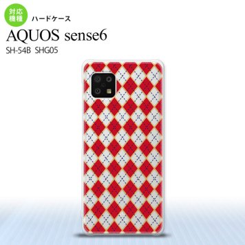 SH-54B SHG05 AQUOS sense6 スマホケース ハードケース アーガイル クリア 赤 メンズ レディース nk-sens6-1404