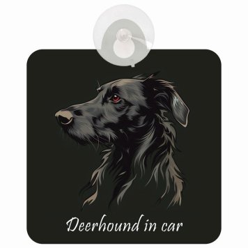 Deerhound ディアハウンド Aタイプ 車 窓ガラス 吸盤タイプ 犬 かっこいい おしゃれ イラスト付 DOG IN CAR ドッグインカー ドッグオンボード 安全対策 セーフティサイン デコ 外出 ドライブ カーサイン 吸盤