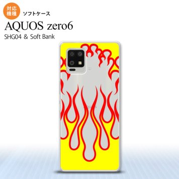 SHG04 SHG04 ZERO6 AQUOS zero6 スマホケース ソフトケース ファイヤー 炎 クリア 黄 メンズ レディース nk-zero6-tp1311
