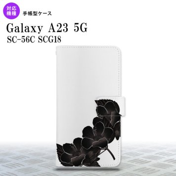 Galaxy A23 GalaxyA23 手帳型スマホケース カバー ハイビスカス 黒 2022年 10月発売 nk-004s-a23-dr084