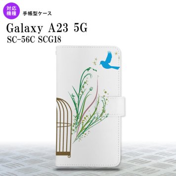 Galaxy A23 GalaxyA23 手帳型スマホケース カバー 青い鳥 緑 2022年 10月発売 nk-004s-a23-dr1296