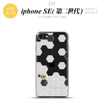 iPhoneSE 2 第二世代 iPhone8&iPhone7 共用 スマホケース 背面カバー ソフトケース ハニー クリア 黒 おしゃれ かわいい かっこいい メンズ レディース nk-ise2-tp1690