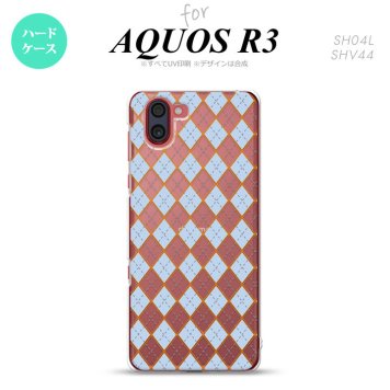 SH-04L SHV44 R3 AQUOS R3 スマホケース カバー アーガイル クリア 青 nk-r3-1414