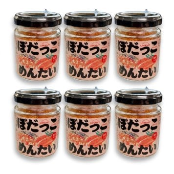 ぼだっこめんたい　6個セット しょっぱーい 激辛口(塩辛い) 塩鮭と明太子のマリアージュ ご飯のお供 【秋田名物】鮭 サケ 鮭フレーク 紅鮭 めんたいこ ソウルフード お茶漬け グルメ 秋田のおみやげ 大人気 お茶漬けの素 瓶詰 その他惣菜・おつまみ【送料無料】