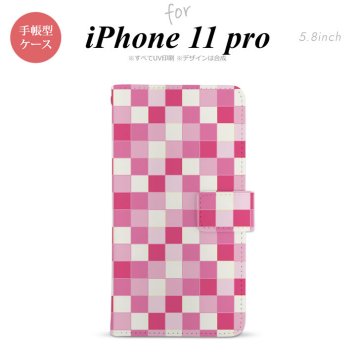 iPhone11Pro iPhone11 Pro 手帳型スマホケース カバー スクエア モザイク ピンク  nk-004s-i11p-dr1018