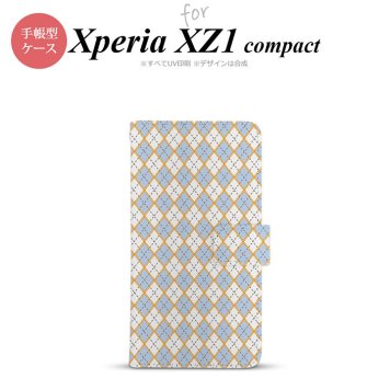 【手帳型 スマホ カバー ケース】【SO02K】【エクスペリア XZ1】手帳型 ケース SO-02K スマホ カバー Xperia XZ1 Compact エクスペリア アーガイル 青×グレー nk-004s-so02k-dr1413【メール便送料無料】