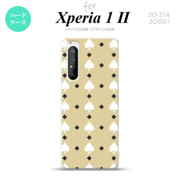 Xperia 1 II 5G スマホケース 背面カバー ストラップホール有り ハードケース トランプ スペード ベージュ 白 ストラップホール おしゃれ かわいい かっこいい メンズ レディース nk-xp12-541