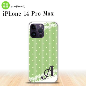 iPhone14 ProMax iPhone14 Pro Max スマホケース 背面ケース ハードケース ドット レース C 薄緑 +アルファベット 2022年 9月発売 nk-i14pm-1616i