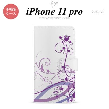 iPhone11Pro iPhone11 Pro 手帳型スマホケース カバー 草 ボタニカル 紫  nk-004s-i11p-dr1623