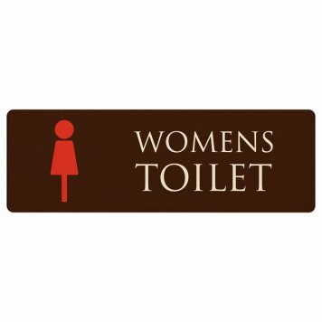 トイレ プレート 木製 WOMENS ブラウン＆カラー 長方形 27x9cmドア サインプレート ピクトサイン トイレマーク表示 案内 注意 施設 御手洗 TOILET おしゃれ シンプル 安全対策