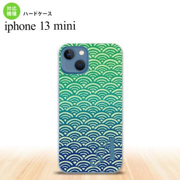 iPhone13mini iPhone13 mini ケース ハードケース 青海波 青 緑 +アルファベット  nk-i13m-1712i