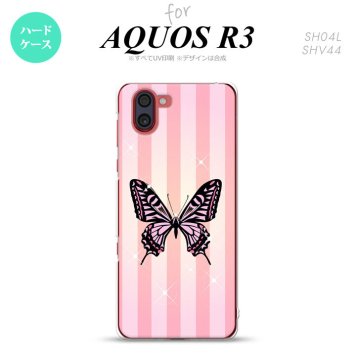 SH-04L SHV44 R3 AQUOS R3 スマホケース カバー バタフライ 蝶 E ピンク nk-r3-314
