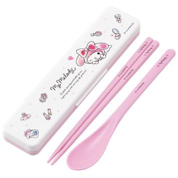 マイメロディ 水彩コスメ 抗菌 音のならないコンビセット 箸18cm スケーター ※送料無料(ポスト投函)