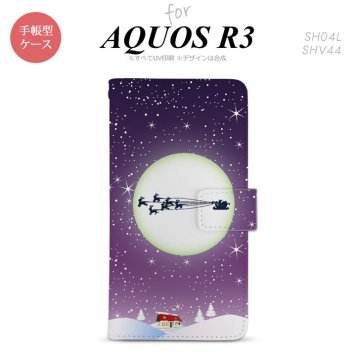 SH-04L/SHV44 AQUOS R3 手帳型スマホケース カバー クリスマス 紫  nk-004s-r3-dr1004