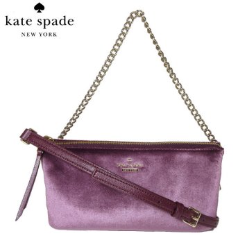 ケイト・スペード アウトレット kate spade ショルダーバッグ WKRU5592-513 tillie / dawn place velet ベルベット × レザー チェーンショルダー / 斜め掛け 2WAY ショルダー deep plum(513):パープル系 
