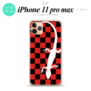 iPhone11ProMax iPhone11pro max スマホケース ハードケース トカゲ 市松 赤 メンズ レディース nk-i11pm-864