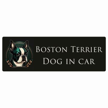 イラスト付 ドッグ カーステッカー Dog in Car ボストンテリア B タイプ セーフティサイン 犬種別 長方形 15x5cm シール リア あおり運転対策 Dog Sticker 安全対策 カーサイン
