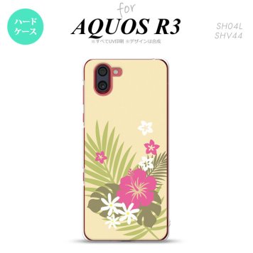 SH-04L SHV44 R3 AQUOS R3 スマホケース カバー ハイビスカス D ベージュ ピンク nk-r3-1053
