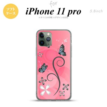 iPhone11Pro iPhone11 Pro スマホケース ソフトケース バタフライ 蝶 D ピンク メンズ レディース nk-i11p-tp225