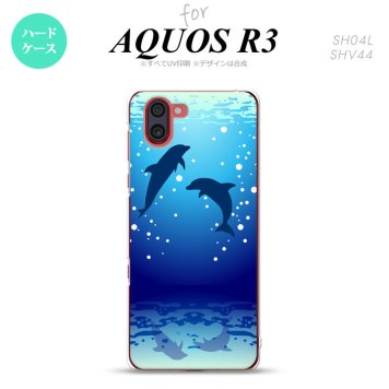 SH-04L SHV44 R3 AQUOS R3 スマホケース カバー イルカ 紺 nk-r3-1001